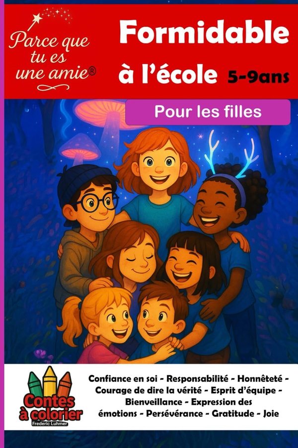Parce que tu es une amie formidable pour les filles TOME 1 À l’école Confiance en soi Responsabilité Honnêteté Courage de dire la vérité - Esprit d'équipe Gratitude Joie Contes à colorier 5-9ans - Frédéric Luhmer | Livr'ToK